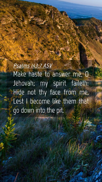 Picture 04 - Psalms 143:7 ASV Mobile Phone Wallpaper - Make haste to answer me, O Jehovah; my spirit - Mobile Bible Verse Wallpaper