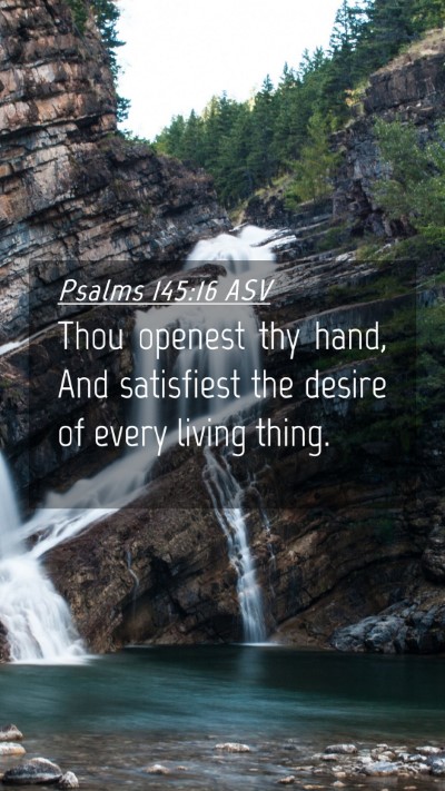 Picture 04 - Psalms 145:16 ASV Mobile Phone Wallpaper - Thou openest thy hand, And satisfiest the desire - Mobile Bible Verse Wallpaper