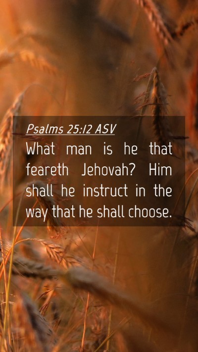 Picture 04 - Psalms 25:12 ASV Mobile Phone Wallpaper - What man is he that feareth Jehovah? Him shall he - Mobile Bible Verse Wallpaper