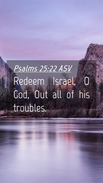 Picture 04 - Psalms 25:22 ASV Mobile Phone Wallpaper - Redeem Israel, O God, Out all of his - Mobile Bible Verse Wallpaper