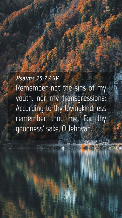 Picture 04 - Psalms 25:7 ASV Mobile Phone Wallpaper - Remember not the sins of my youth, nor my - Mobile Bible Verse Wallpaper