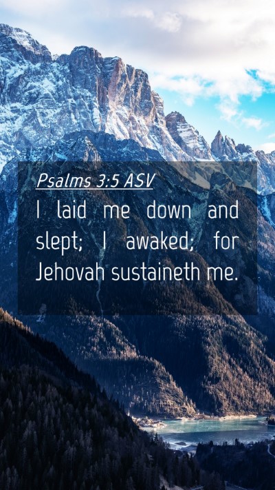 Picture 04 - Psalms 3:5 ASV Mobile Phone Wallpaper - I laid me down and slept; I awaked; for Jehovah - Mobile Bible Verse Wallpaper