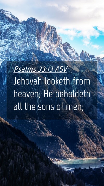 Picture 04 - Psalms 33:13 ASV Mobile Phone Wallpaper - Jehovah looketh from heaven; He beholdeth all the - Mobile Bible Verse Wallpaper