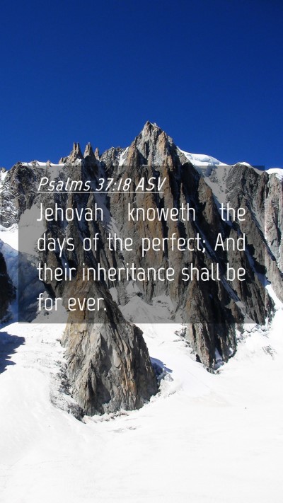 Picture 04 - Psalms 37:18 ASV Mobile Phone Wallpaper - Jehovah knoweth the days of the perfect; And - Mobile Bible Verse Wallpaper
