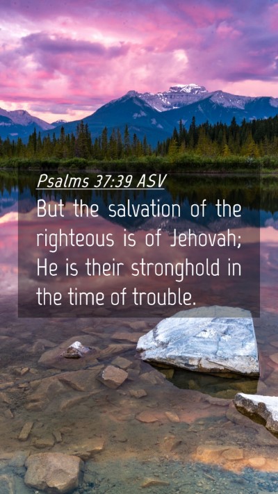 Picture 04 - Psalms 37:39 ASV Mobile Phone Wallpaper - But the salvation of the righteous is of Jehovah; - Mobile Bible Verse Wallpaper