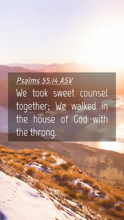Picture 04 - Psalms 55:14 ASV Mobile Phone Wallpaper - We took sweet counsel together; We walked in the - Mobile Bible Verse Wallpaper