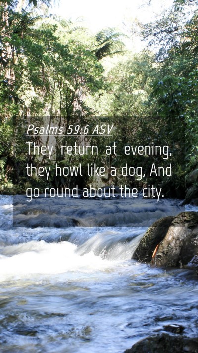 Picture 04 - Psalms 59:6 ASV Mobile Phone Wallpaper - They return at evening, they howl like a dog, And - Mobile Bible Verse Wallpaper
