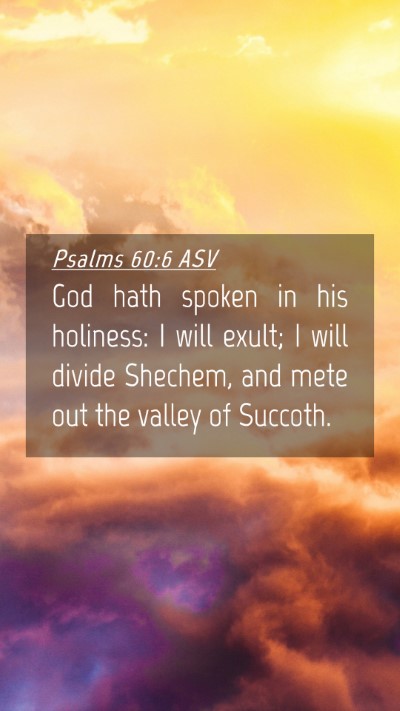 Picture 04 - Psalms 60:6 ASV Mobile Phone Wallpaper - God hath spoken in his holiness: I will exult; I - Mobile Bible Verse Wallpaper