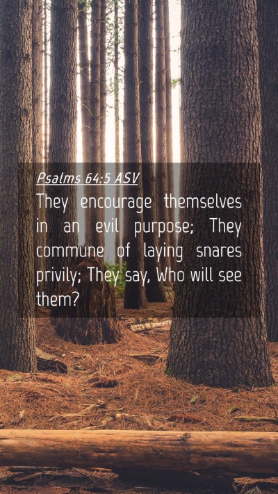 Picture 04 - Psalms 64:5 ASV Mobile Phone Wallpaper - They encourage themselves in an evil purpose; - Mobile Bible Verse Wallpaper