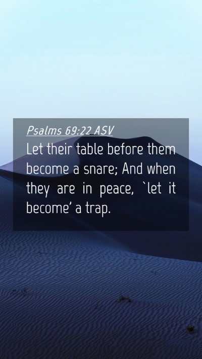 Picture 04 - Psalms 69:22 ASV Mobile Phone Wallpaper - Let their table before them become a snare; And - Mobile Bible Verse Wallpaper