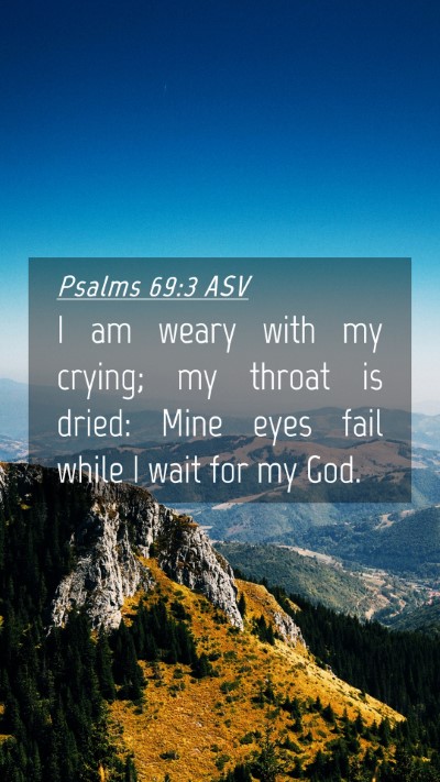 Picture 04 - Psalms 69:3 ASV Mobile Phone Wallpaper - I am weary with my crying; my throat is dried: - Mobile Bible Verse Wallpaper