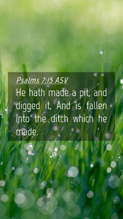 Picture 04 - Psalms 7:15 ASV Mobile Phone Wallpaper - He hath made a pit, and digged it, And is fallen - Mobile Bible Verse Wallpaper