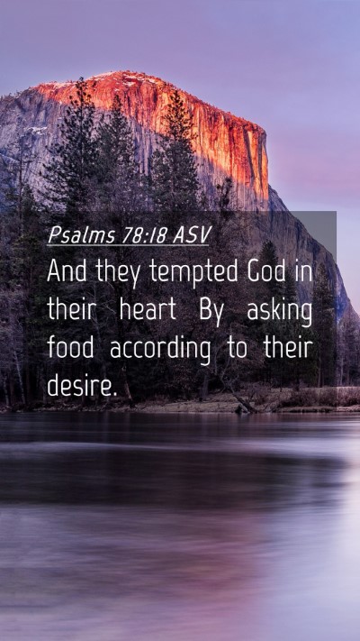 Picture 04 - Psalms 78:18 ASV Mobile Phone Wallpaper - And they tempted God in their heart By asking - Mobile Bible Verse Wallpaper