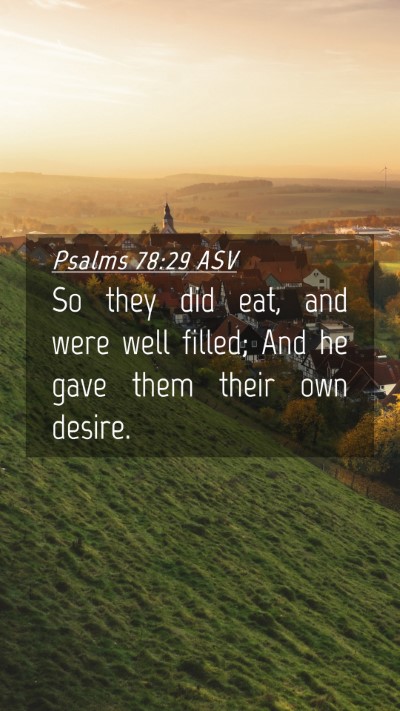 Picture 04 - Psalms 78:29 ASV Mobile Phone Wallpaper - So they did eat, and were well filled; And he - Mobile Bible Verse Wallpaper