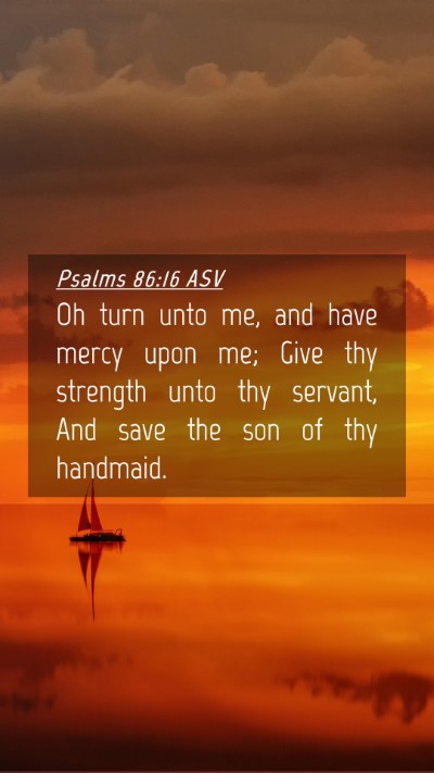 Picture 04 - Psalms 86:16 ASV Mobile Phone Wallpaper - Oh turn unto me, and have mercy upon me; Give thy - Mobile Bible Verse Wallpaper