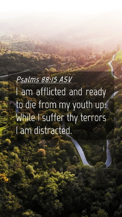Picture 04 - Psalms 88:15 ASV Mobile Phone Wallpaper - I am afflicted and ready to die from my youth up: - Mobile Bible Verse Wallpaper