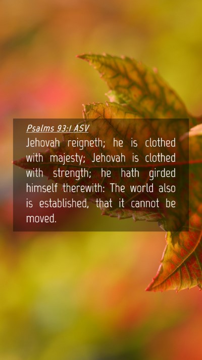 Picture 04 - Psalms 93:1 ASV Mobile Phone Wallpaper - Jehovah reigneth; he is clothed with majesty; - Mobile Bible Verse Wallpaper