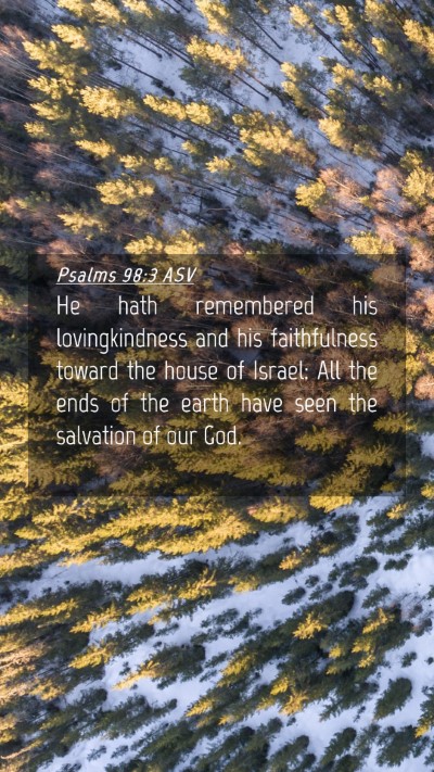 Picture 04 - Psalms 98:3 ASV Mobile Phone Wallpaper - He hath remembered his lovingkindness and his - Mobile Bible Verse Wallpaper