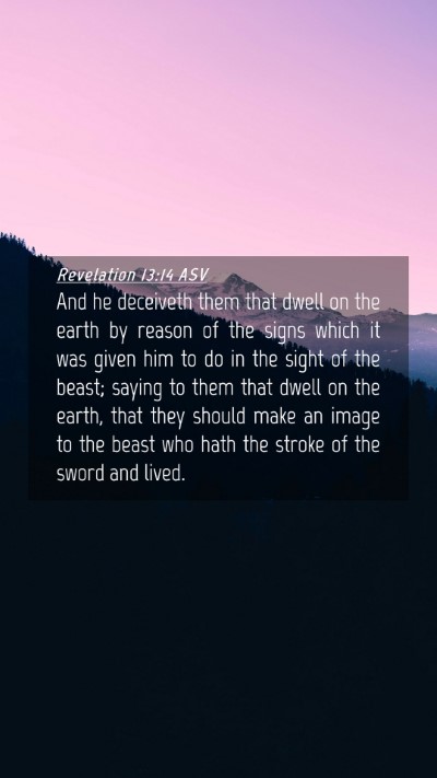 Picture 04 - Revelation 13:14 ASV Mobile Phone Wallpaper - And he deceiveth them that dwell on the earth by - Mobile Bible Verse Wallpaper