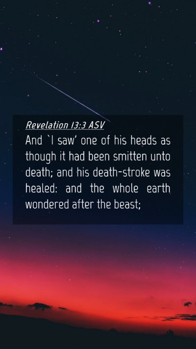 Picture 04 - Revelation 13:3 ASV Mobile Phone Wallpaper - And `I saw' one of his heads as though it had - Mobile Bible Verse Wallpaper