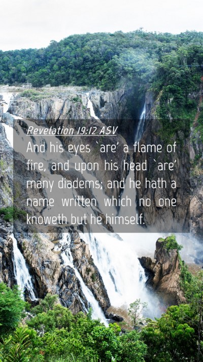 Picture 04 - Revelation 19:12 ASV Mobile Phone Wallpaper - And his eyes `are' a flame of fire, and upon his - Mobile Bible Verse Wallpaper