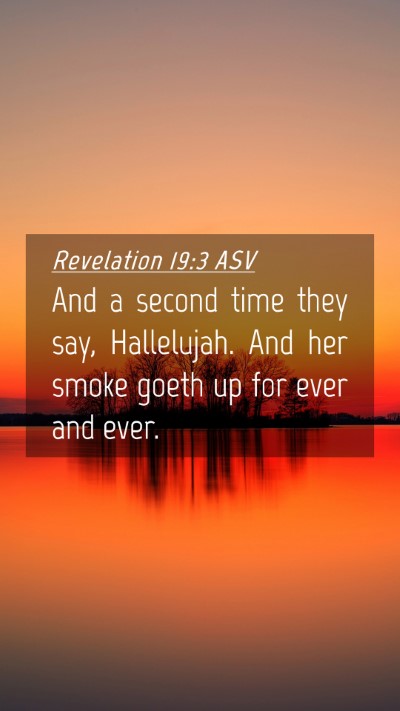 Picture 04 - Revelation 19:3 ASV Mobile Phone Wallpaper - And a second time they say, Hallelujah. And her - Mobile Bible Verse Wallpaper
