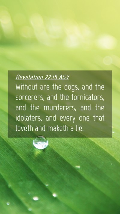 Picture 04 - Revelation 22:15 ASV Mobile Phone Wallpaper - Without are the dogs, and the sorcerers, and the - Mobile Bible Verse Wallpaper