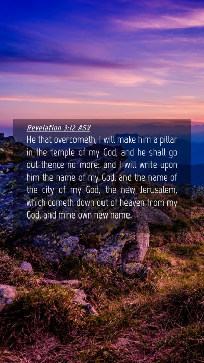 Picture 04 - Revelation 3:12 ASV Mobile Phone Wallpaper - He that overcometh, I will make him a pillar in - Mobile Bible Verse Wallpaper