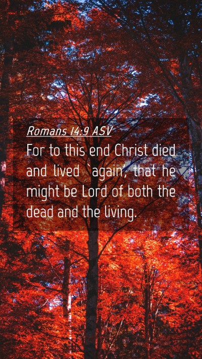 Picture 04 - Romans 14:9 ASV Mobile Phone Wallpaper - For to this end Christ died and lived `again', - Mobile Bible Verse Wallpaper