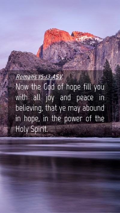 Picture 04 - Romans 15:13 ASV Mobile Phone Wallpaper - Now the God of hope fill you with all joy and - Mobile Bible Verse Wallpaper
