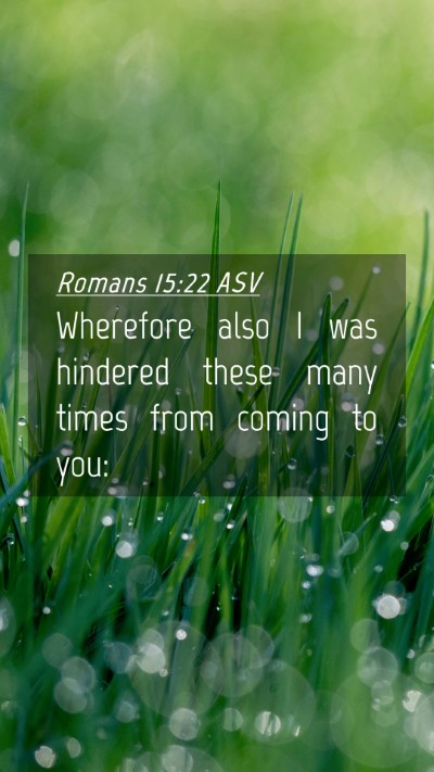 Picture 04 - Romans 15:22 ASV Mobile Phone Wallpaper - Wherefore also I was hindered these many times - Mobile Bible Verse Wallpaper