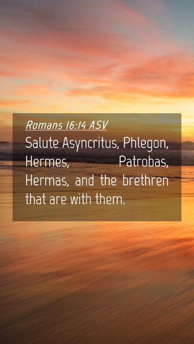 Picture 04 - Romans 16:14 ASV Mobile Phone Wallpaper - Salute Asyncritus, Phlegon, Hermes, Patrobas, - Mobile Bible Verse Wallpaper