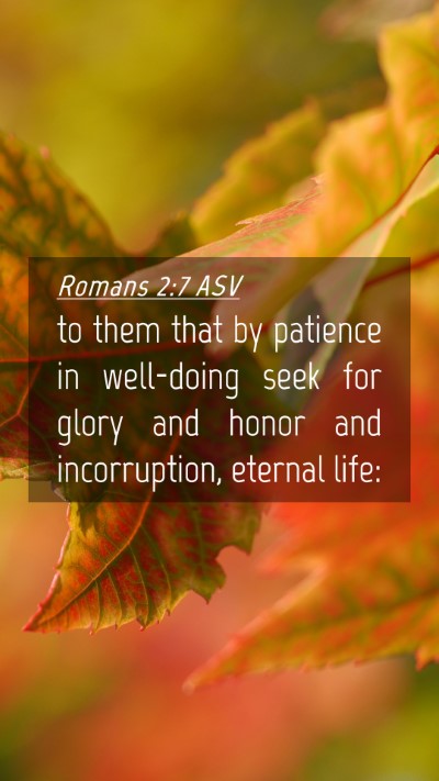Picture 04 - Romans 2:7 ASV Mobile Phone Wallpaper - to them that by patience in well-doing seek for - Mobile Bible Verse Wallpaper