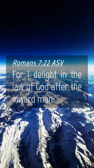 Picture 04 - Romans 7:22 ASV Mobile Phone Wallpaper - For I delight in the law of God after the inward - Mobile Bible Verse Wallpaper