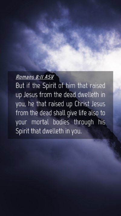 Picture 04 - Romans 8:11 ASV Mobile Phone Wallpaper - But if the Spirit of him that raised up Jesus - Mobile Bible Verse Wallpaper