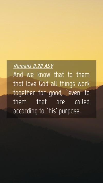 Picture 04 - Romans 8:28 ASV Mobile Phone Wallpaper - And we know that to them that love God all things - Mobile Bible Verse Wallpaper