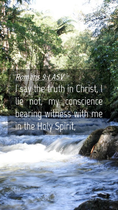 Picture 04 - Romans 9:1 ASV Mobile Phone Wallpaper - I say the truth in Christ, I lie not, my - Mobile Bible Verse Wallpaper