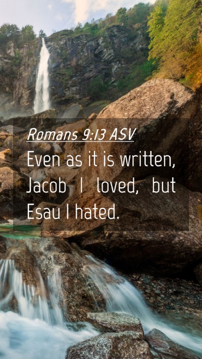 Picture 04 - Romans 9:13 ASV Mobile Phone Wallpaper - Even as it is written, Jacob I loved, but Esau I - Mobile Bible Verse Wallpaper
