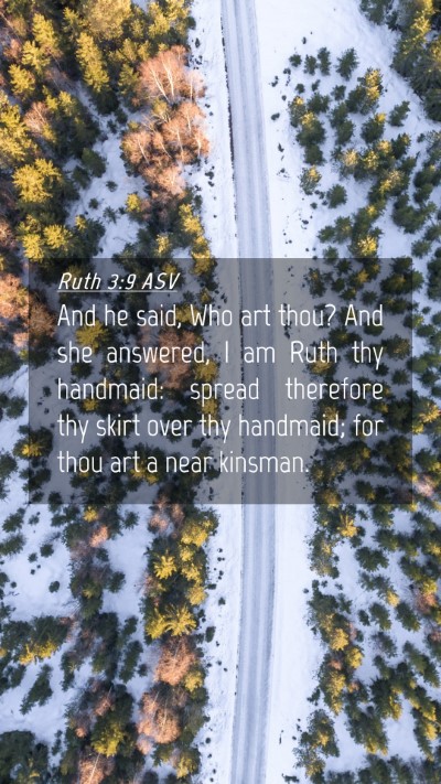 Picture 04 - Ruth 3:9 ASV Mobile Phone Wallpaper - And he said, Who art thou? And she answered, I am - Mobile Bible Verse Wallpaper