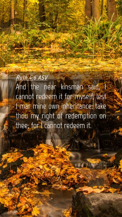 Picture 04 - Ruth 4:6 ASV Mobile Phone Wallpaper - And the near kinsman said, I cannot redeem it for - Mobile Bible Verse Wallpaper
