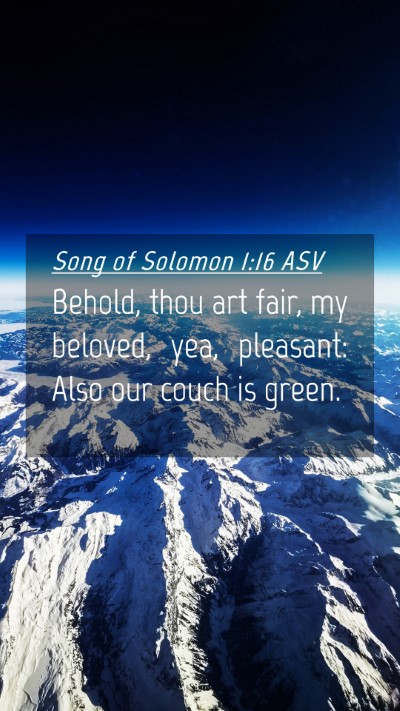 Picture 04 - Song of Solomon 1:16 ASV Mobile Phone Wallpaper - Behold, thou art fair, my beloved, yea, pleasant: - Mobile Bible Verse Wallpaper