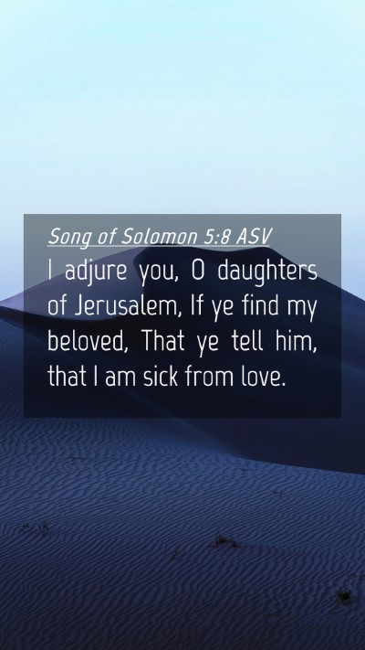 Picture 04 - Song of Solomon 5:8 ASV Mobile Phone Wallpaper - I adjure you, O daughters of Jerusalem, If ye - Mobile Bible Verse Wallpaper