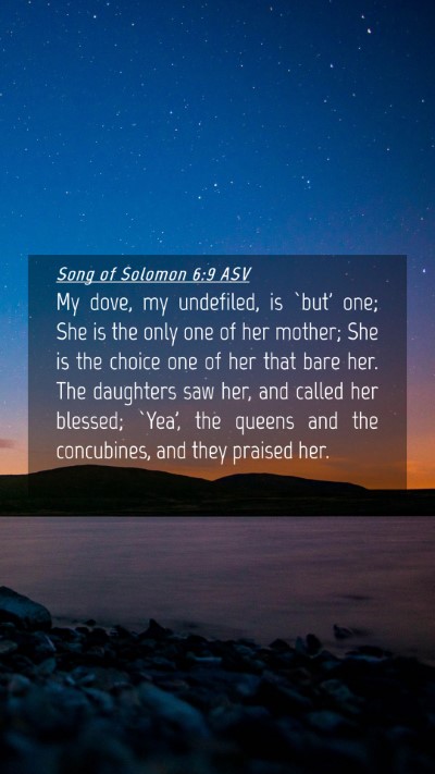 Picture 04 - Song of Solomon 6:9 ASV Mobile Phone Wallpaper - My dove, my undefiled, is `but' one; She is the - Mobile Bible Verse Wallpaper