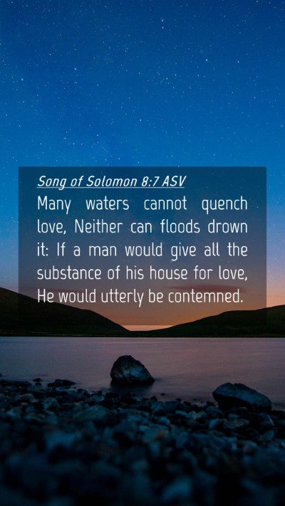 Picture 04 - Song of Solomon 8:7 ASV Mobile Phone Wallpaper - Many waters cannot quench love, Neither can - Mobile Bible Verse Wallpaper