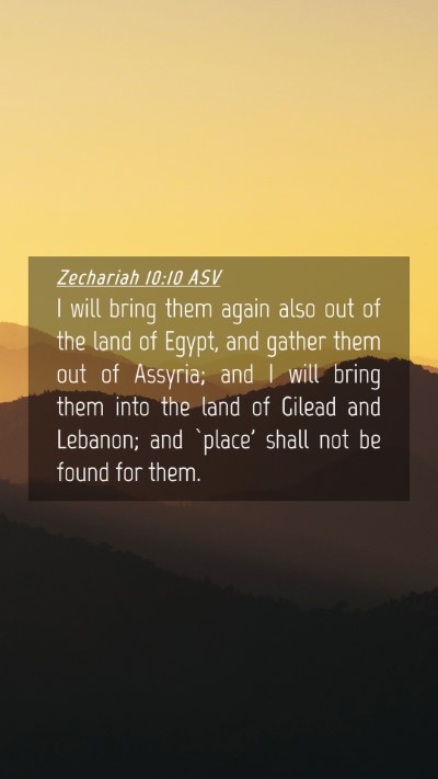 Picture 04 - Zechariah 10:10 ASV Mobile Phone Wallpaper - I will bring them again also out of the land of - Mobile Bible Verse Wallpaper