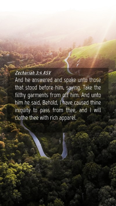 Picture 04 - Zechariah 3:4 ASV Mobile Phone Wallpaper - And he answered and spake unto those that stood - Mobile Bible Verse Wallpaper