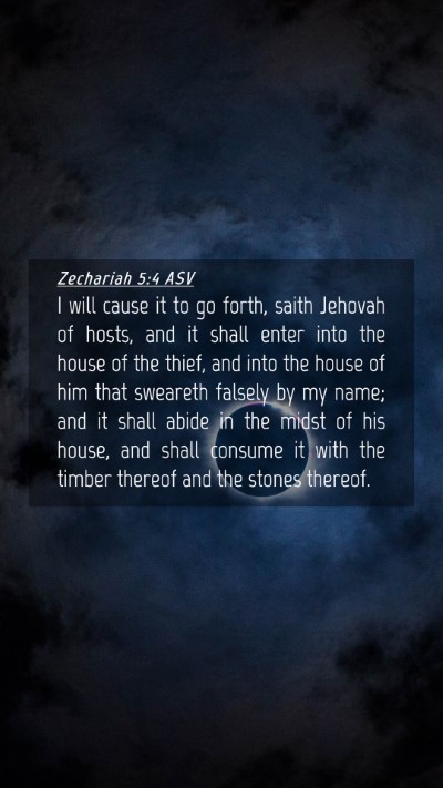 Picture 04 - Zechariah 5:4 ASV Mobile Phone Wallpaper - I will cause it to go forth, saith Jehovah of - Mobile Bible Verse Wallpaper