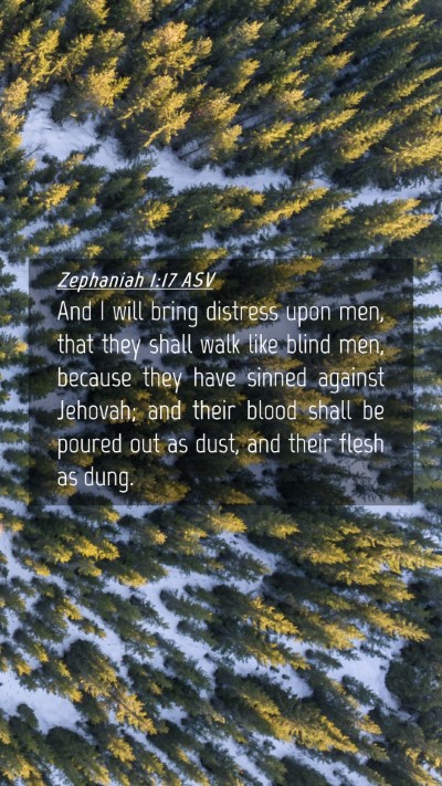 Picture 04 - Zephaniah 1:17 ASV Mobile Phone Wallpaper - And I will bring distress upon men, that they - Mobile Bible Verse Wallpaper