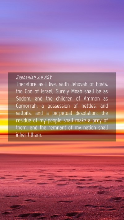 Picture 04 - Zephaniah 2:9 ASV Mobile Phone Wallpaper - Therefore as I live, saith Jehovah of hosts, the - Mobile Bible Verse Wallpaper