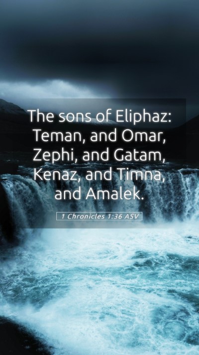 Picture 05 - 1 Chronicles 1:36 ASV Mobile Phone Wallpaper - The sons of Eliphaz: Teman, and Omar, Zephi, and - Mobile Bible Verse Wallpaper